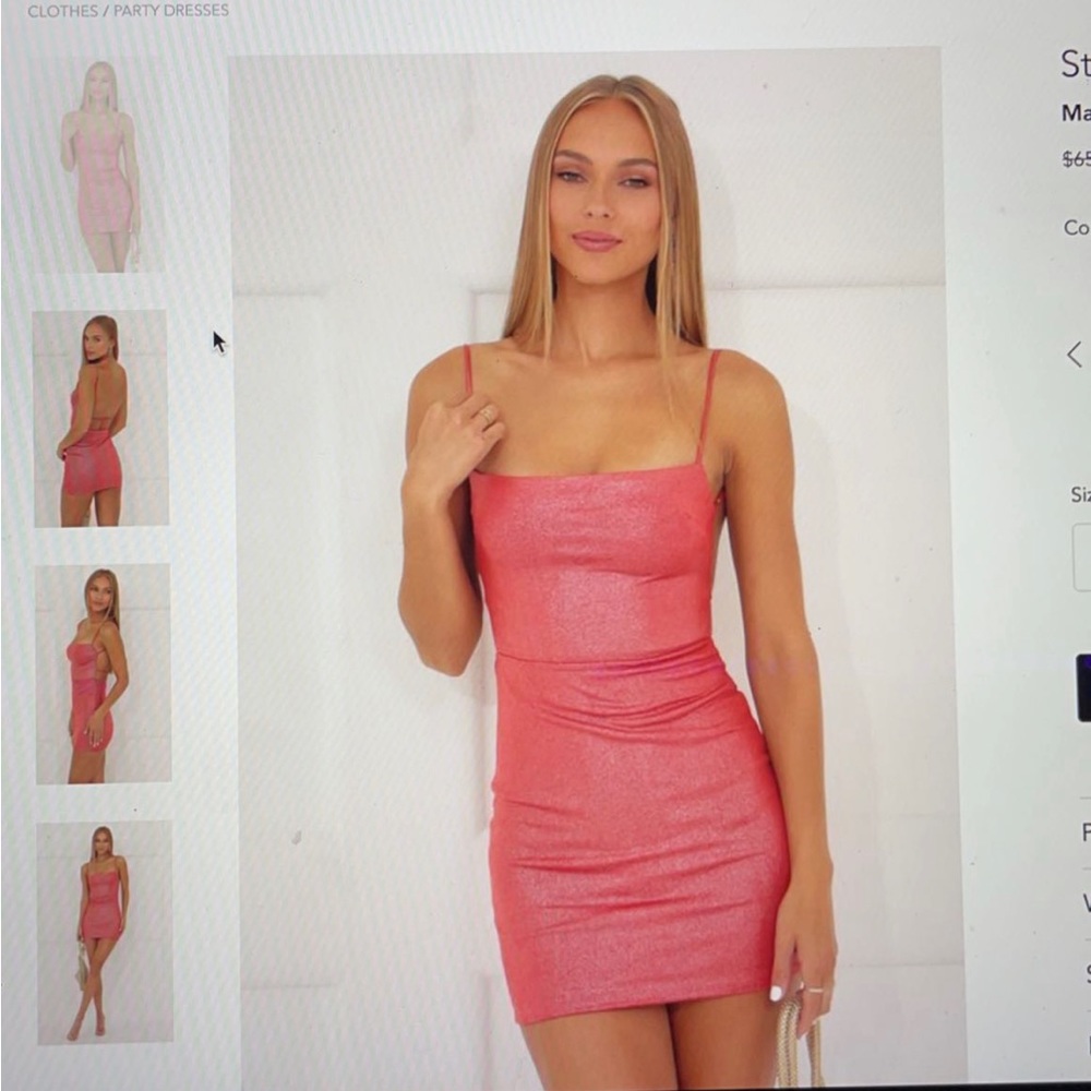 Lucy in The Sky Starstruck Strappy Dress in Red Shimmer- Small
